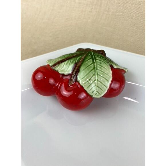 Mikasa Blanc De Blanc Serving Brunch Plate with Dimensional Cherries - Picture 3 of 9